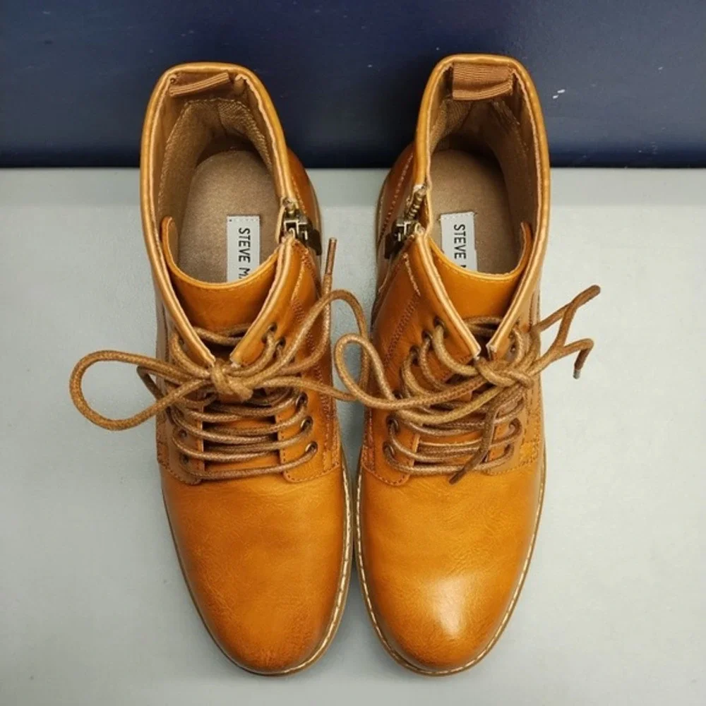 Steve Madden Broome‎ Chukka Boots Mens US 8.5M Brown Synthetic Side Zip Lace Up
